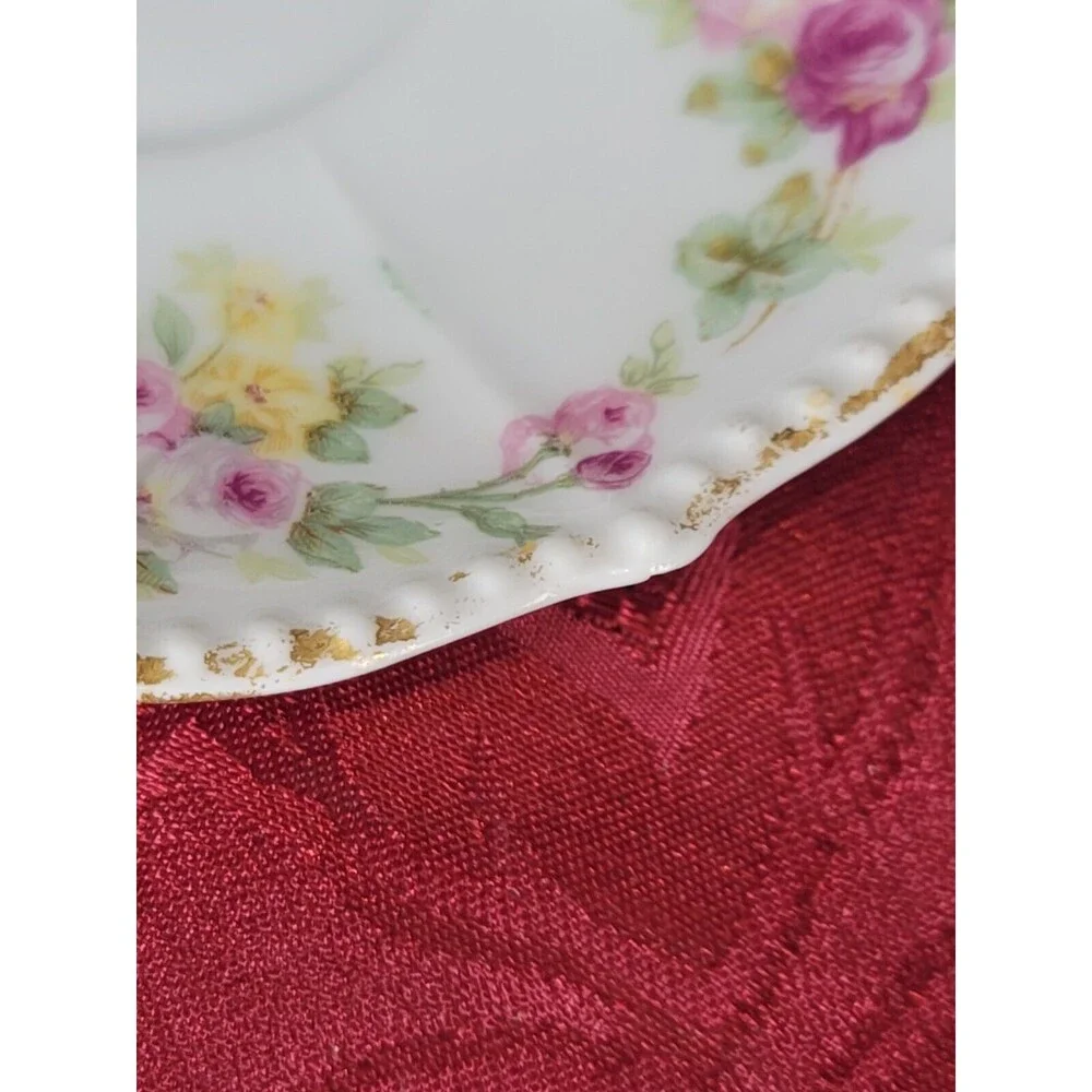 Antique Elite‎ France Higgins Seiter New York Floral Saucers 6 pc 1896-1920 Mark